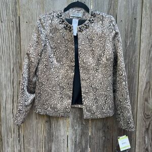 KASPER Bronze Paisley Women’s Jacket jewel embellished collar Women’s 4 NWT